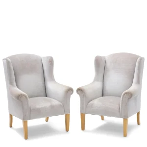 J. Robert Scott Upholstered Wing Chairs (Pair)